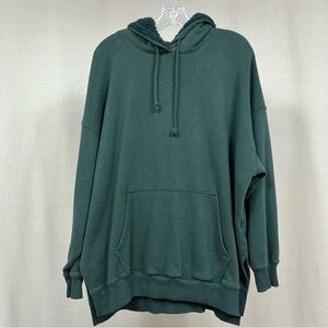 American Eagle Men’s Dark Green Sherpa Hoodie Large